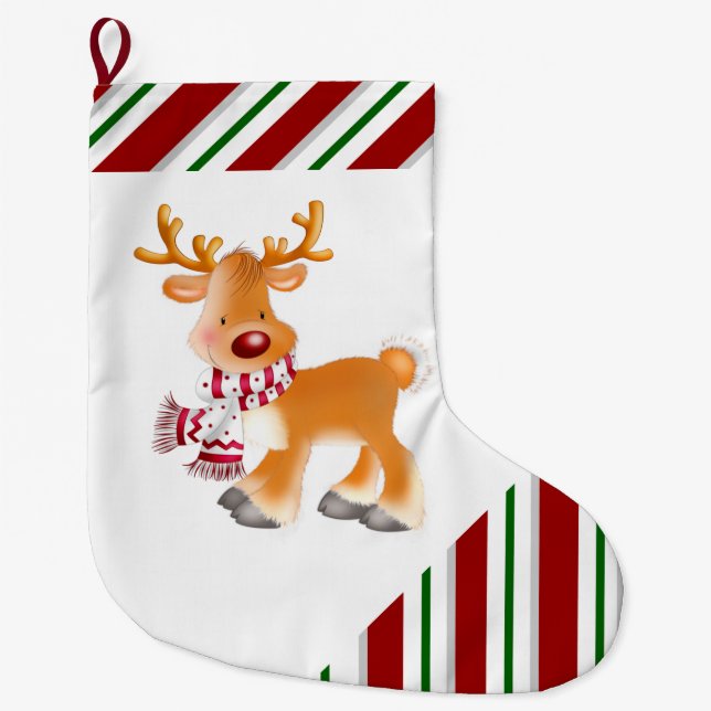 Meia De Natal Grande Estoque Natal/Rudolph (Frente)