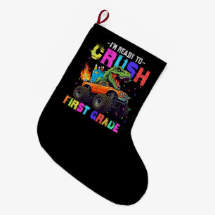 Meia De Natal Grande Estou Pronto Para Dominar o Caminhão de Dinossauro