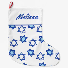 Meia De Natal Grande Estrela Azul de David Hanukkah Stocking