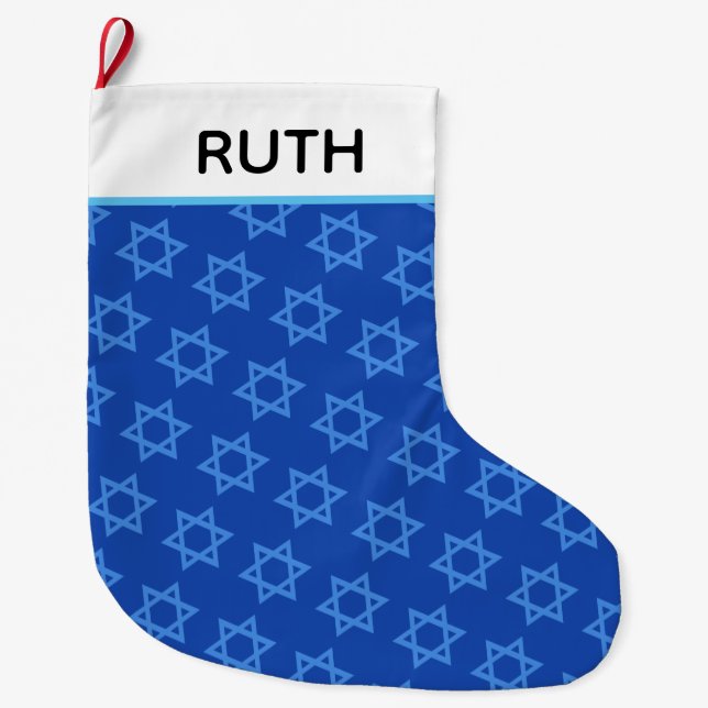 Meia De Natal Grande Estrela de David Hanukkah Stocking (Frente)