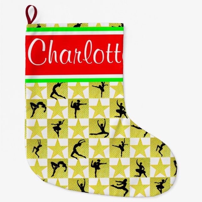 Meia De Natal Grande ESTRELA Dourada DANCER PERSONALIZADO DE NATAL (Frente)