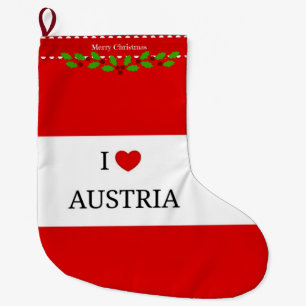 Meia De Natal Grande Eu Amo Áustria, Design de Natal