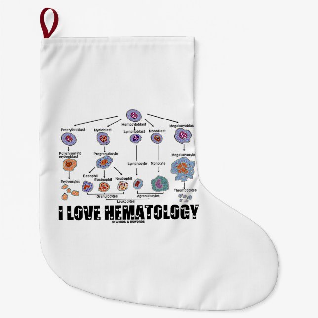 Meia De Natal Grande Eu Amo Hematologia Linhagem De Células Sanguíneas (Frente)