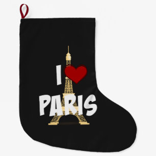 Meia De Natal Grande Eu Amo Paris, Torre Eiffel,