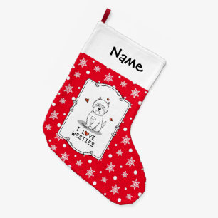 Meia De Natal Grande Eu Amo Westies - West Highland White Terriers Cujo