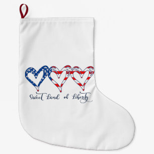 Meia De Natal Grande EUA Flag Patriotic Hearts 4 de julho Sweet Land o