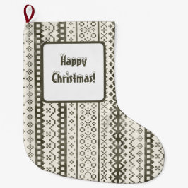 Meia De Natal Grande Fácil de Isle Knit Watercolor Cabincore preto