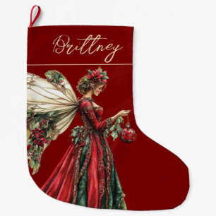 Meia De Natal Grande Fada de Natal Elegante Forestcore