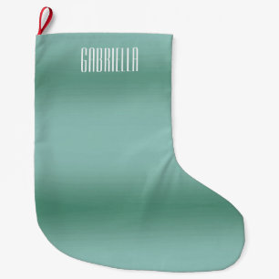 Meia De Natal Grande Faixa Azul Verde Personalizada