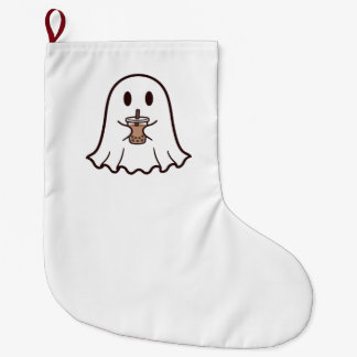 Meia De Natal Grande Fantasma de Halloween Fofo Com Boba