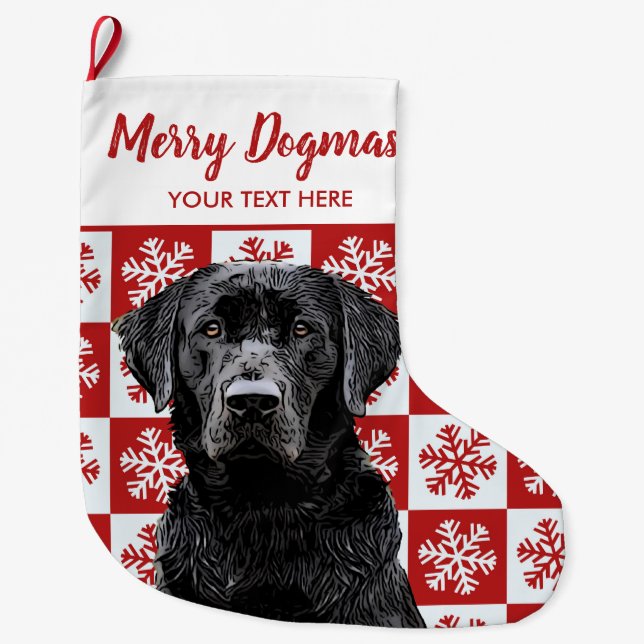 Meia De Natal Grande Feliz Natal Dogmas Black Lab Festivo Red (Frente)
