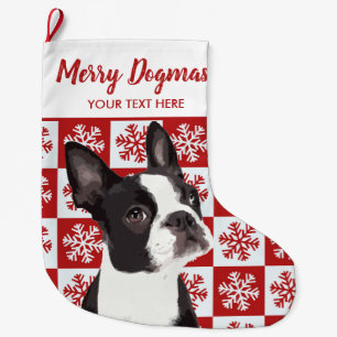 Meia De Natal Grande Feliz Natal Dogmas Boston Terrier Dog Festivo