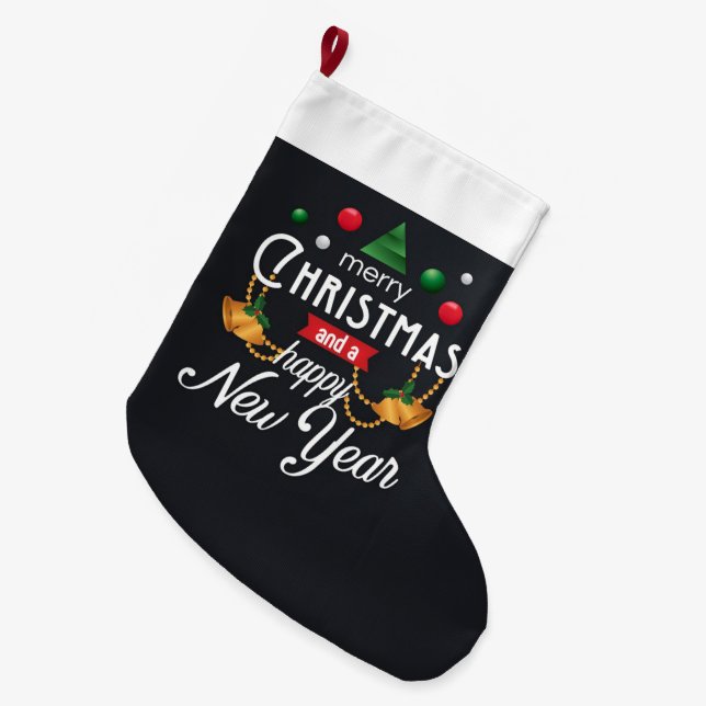 Meia De Natal Grande Feliz Natal e Feliz ano novo (Frente (Pendurada))