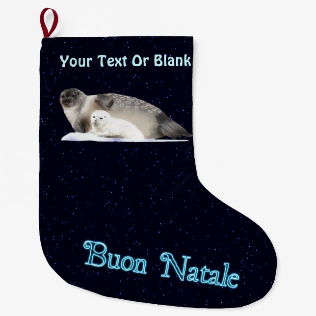 Meia De Natal Grande Feliz Natal - Foca Anelada (Frente)