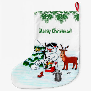 Meia De Natal Grande Feliz Natal! Neve com Amigos