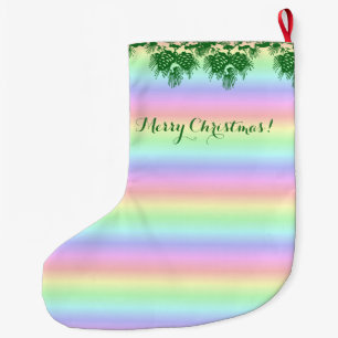 Meia De Natal Grande Feliz Natal no Pastel Rainbow