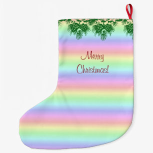 Meia De Natal Grande Feliz Natal no Pastel Rainbow