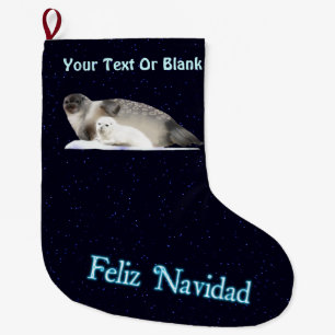 Meia De Natal Grande Feliz Navidad - selo rodeado
