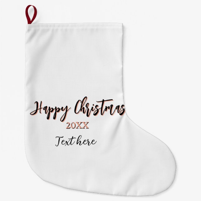 Meia De Natal Grande Feliz pêssego de Natal - ano negro - nome holi (Frente)