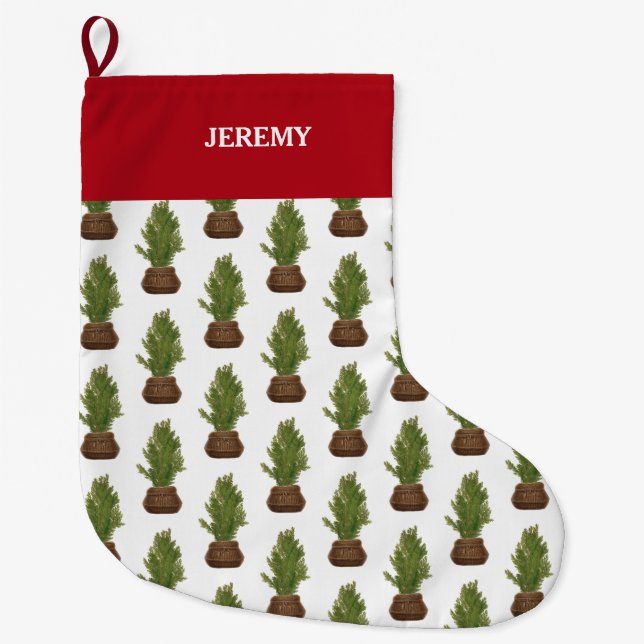 Meia De Natal Grande Feriado da Árvore de Natal da Moderna Rustic Water (Frente)