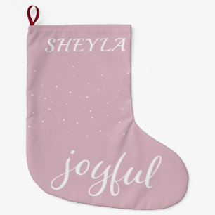 Meia De Natal Grande Feriado de Natal de Script Rosa Colorido Joyful Pa
