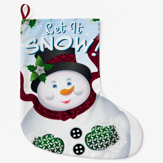 Meia De Natal Grande Feriado de Natal Snowman (Frente)