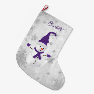 Meia De Natal Grande Feriado de Neve Roxo