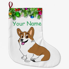 Meia De Natal Grande Feriado de Pembroke Corgi sorridente