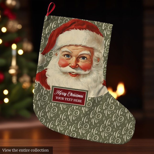 Meia De Natal Grande Feriado tradicional Vintage Santa Claus (Traditional Vintage Santa Claus Stocking Holiday Gift)