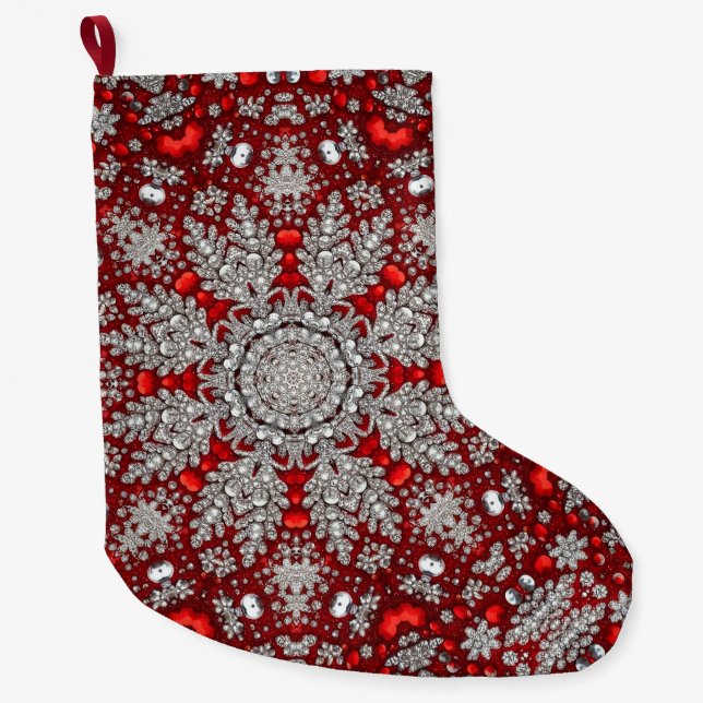 Meia De Natal Grande Feriado Vermelho Decorativo (Frente)