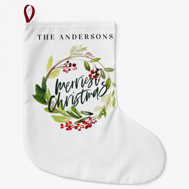 Meia De Natal Grande Feriados Felizes Aquarela Feriado Grande Ch (Frente)