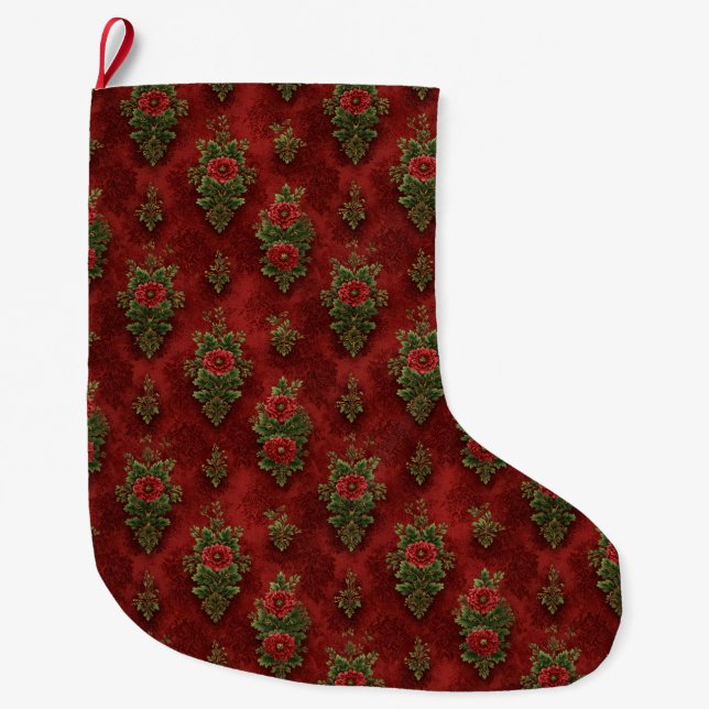 Meia De Natal Grande Festive Damask  (Frente)