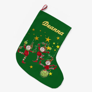 Meia De Natal Grande Festivo Elves Natal 3D Lettering PERSONALIZADO