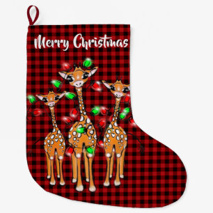 Meia De Natal Grande Festivo Holiday Giraffe   Feliz Natal
