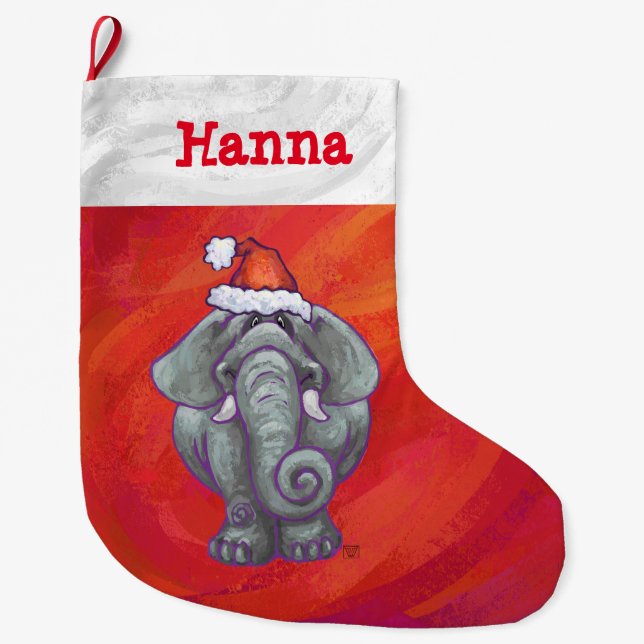 Meia De Natal Grande Festivo Personalizado Elefante Natal (Frente)