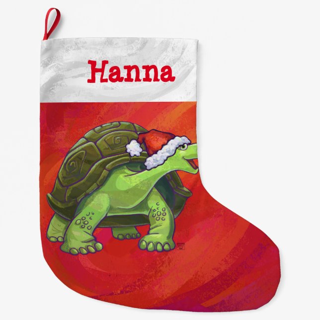 Meia De Natal Grande Festivo personalizado Tortoise Natal (Frente)