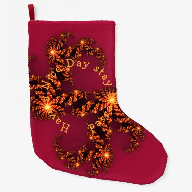 Meia De Natal Grande Fique abençoado Tenha um belo dia (Frente)