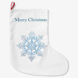 Meia De Natal Grande Floco de neve de Natal Azul Branco