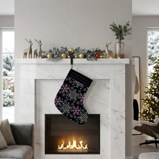 Meia De Natal Grande Floco de Neve Natal Roxo Prata