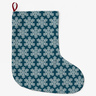Meia De Natal Grande Flocos de neve azuis com patas de Natal