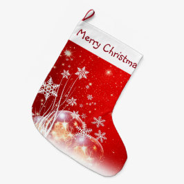 Meia De Natal Grande Flocos de neve e ornamentos
