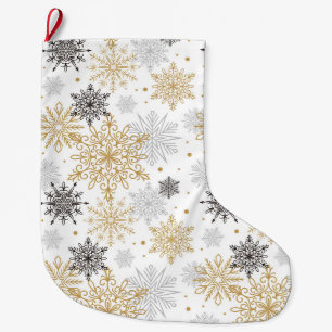 Meia De Natal Grande Flocos de neve rico