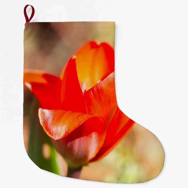 Meia De Natal Grande Flor de Tulipas Vermelhas (Frente)