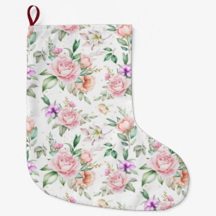 Meia De Natal Grande Floral