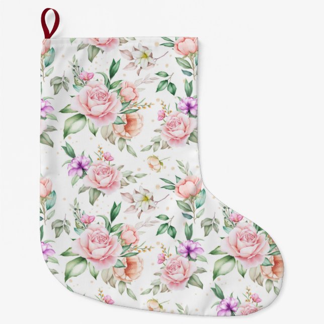Meia De Natal Grande Floral (Frente)