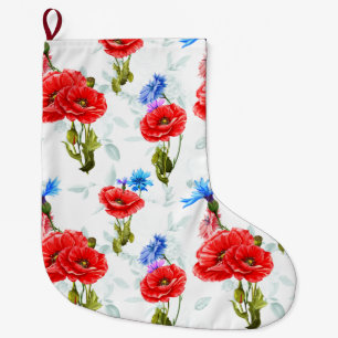 Meia De Natal Grande Floral