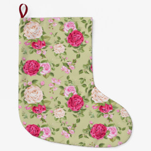 Meia De Natal Grande Floral
