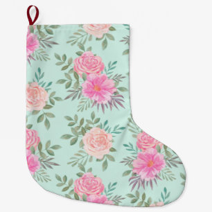 Meia De Natal Grande Floral