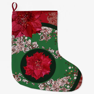 Meia De Natal Grande Flores para o Natal
