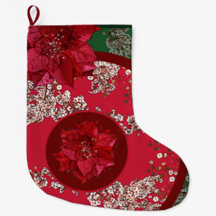 Meia De Natal Grande Flores para o Natal